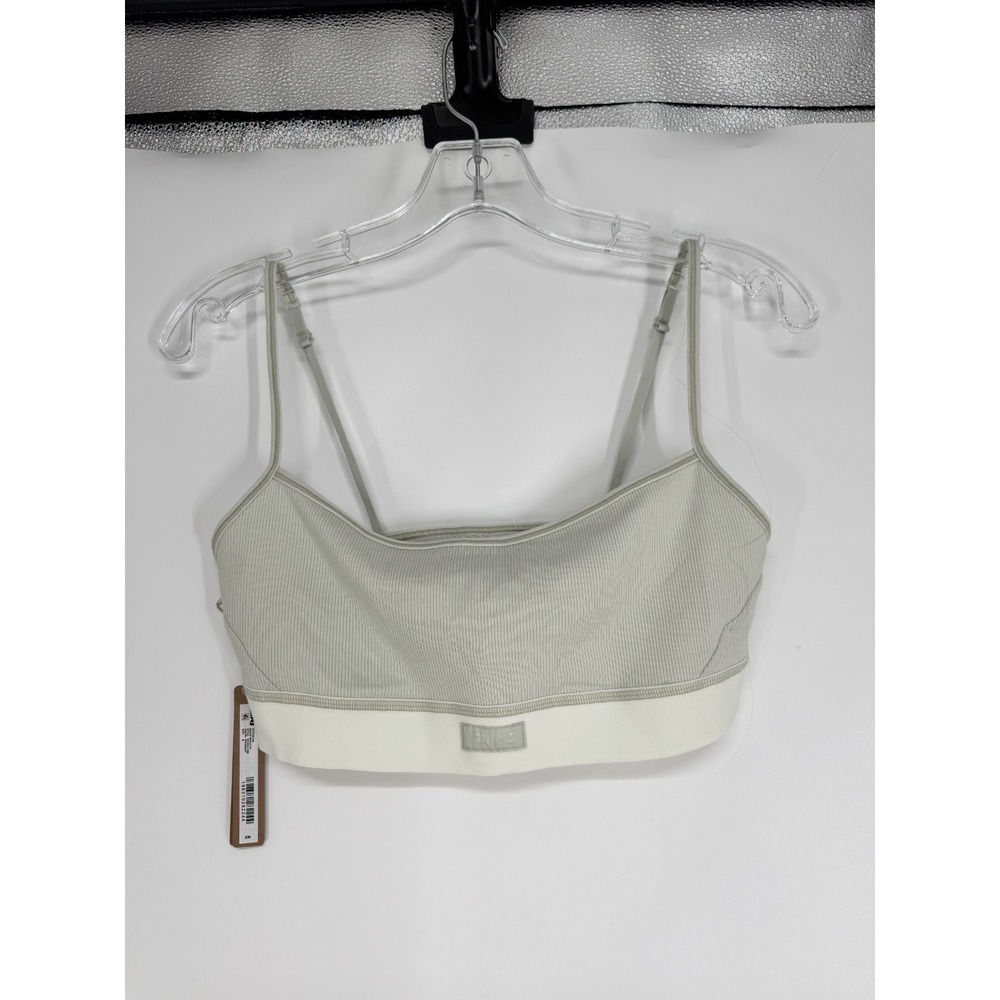 SKIMS Cotton Rib Scoop Bralette Bra Womens Medium Spearmint Green Adjustable